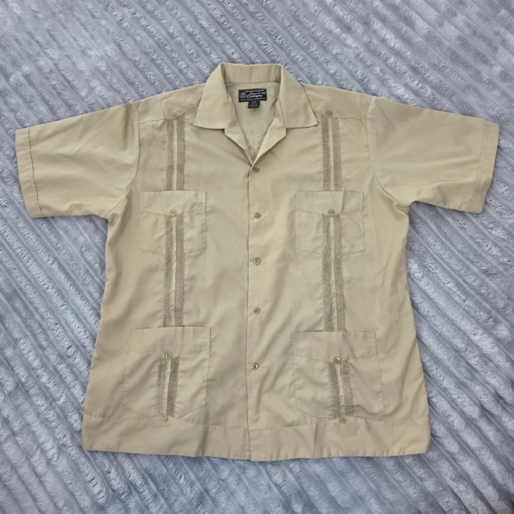 Guayaberas Exclusivas Dominguez Tan Cotton Short Sleeve Shirt Mens 42 Mexico